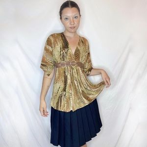 LINDA SEGAL brown belted top